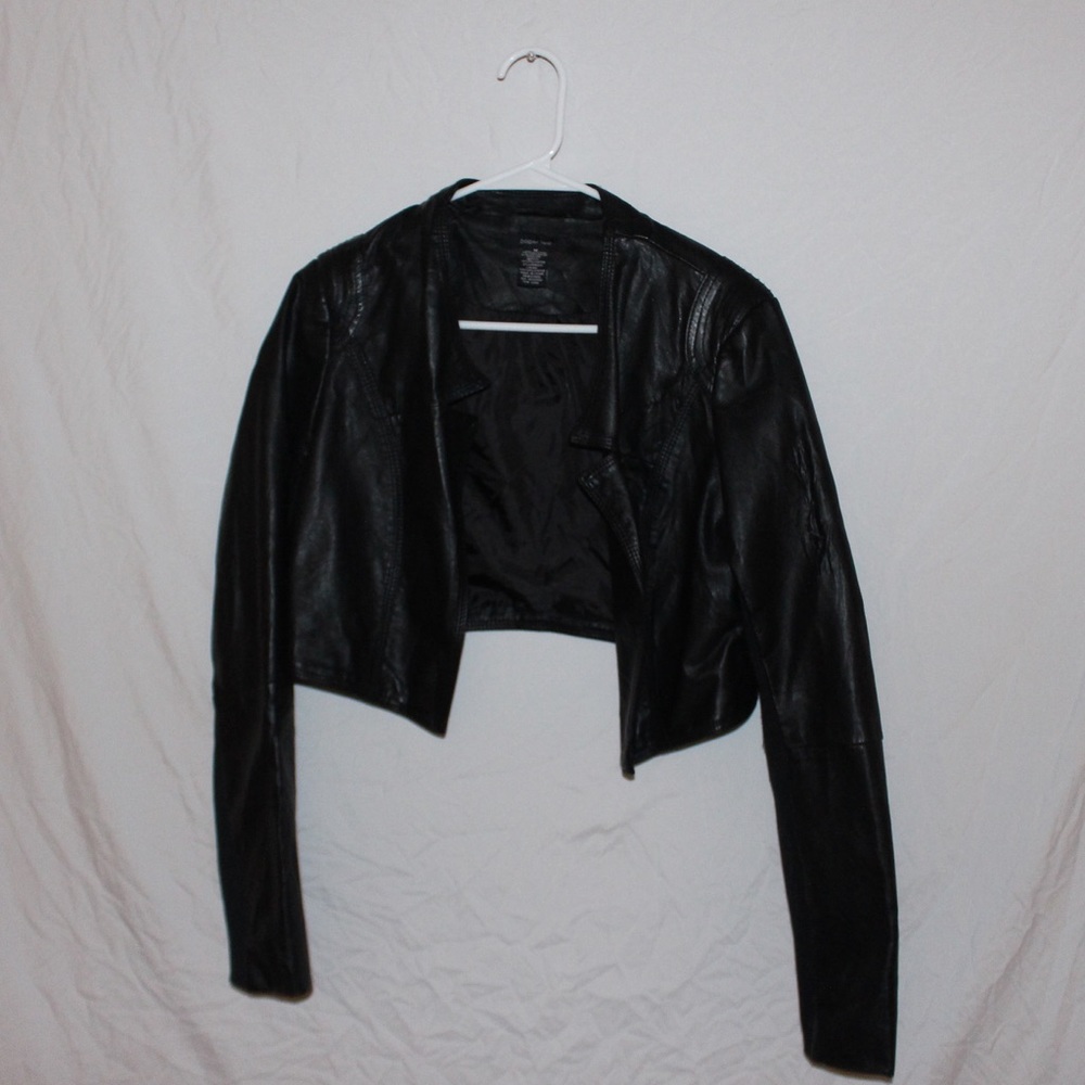 Cropped Faux Leather Jacket